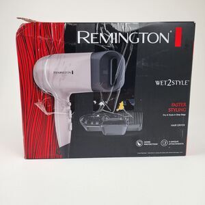 Remington Wet2Style Hair Dryer Ionic Ceramic 1875W Mauve Attachments